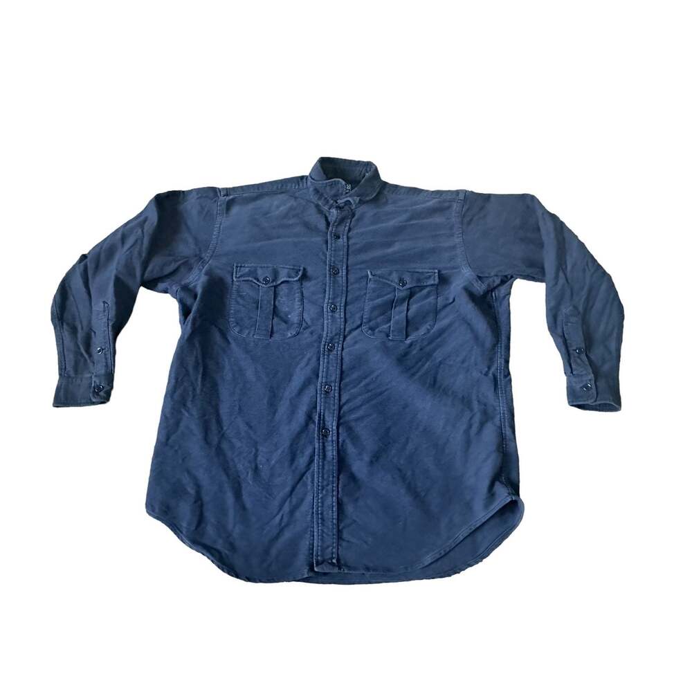 Vintage Polo Ralph Lauren Blue USA Made L/S Mens Large Button Up Shirt VTG